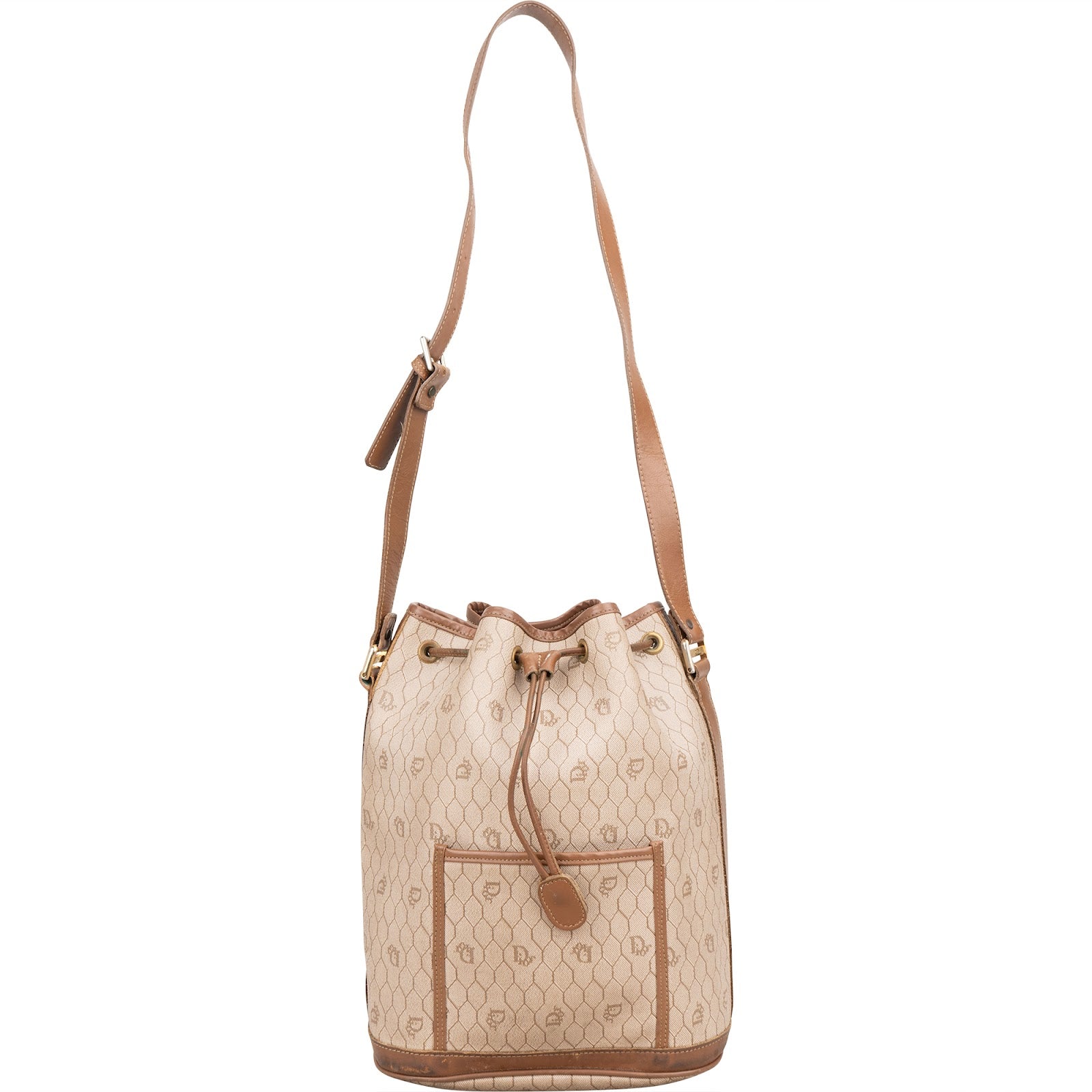 [🔄️B20 / F42] Christian Dior Honeycomb Canvas Bucket Shoulder Bag - vintageandkickz