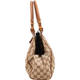 Gucci Monogram Canvas GG Bamboo Frame Top Handbag