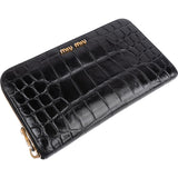 Miu Miu Crocodile Embossed Leather Zip Around Wallet