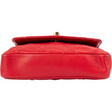 Chanel Red Quilted Stitched Lambskin Vintage CC Belt Crossbody Bag