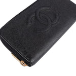 Chanel Caviar Leather Timeless CC Zipper Wallet - vintageandkickz