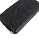 Chanel Caviar Leather Timeless CC Zipper Wallet - vintageandkickz