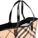 Burberry Monogram Nova Check Patent Leather Tote Shoulder Bag
