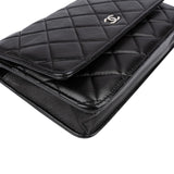Chanel Quilted Lambskin Palladium Wallet On Chain Crossbody Bag