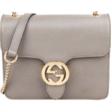 Gucci Grained Calfskin Interlocking GG Shoulder Crossbody Bag