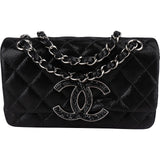 Chanel Quilted Glitter Metallic Suede Crystal-Embelished CC Small Single Flap Shoulder Bag