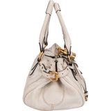 Chloé White Grained Leather Paddington Handbag