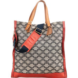 Celine Macadam Monogram Canvas Bicolor Leather Tote Shoulder Handbag