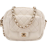 Chanel Quilted Caviar Leather Small Round Camera Crossbody Bag