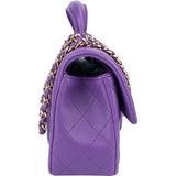 Chanel Quilted Lambskin Mini Top Handle Single Flap Crossbody Bag