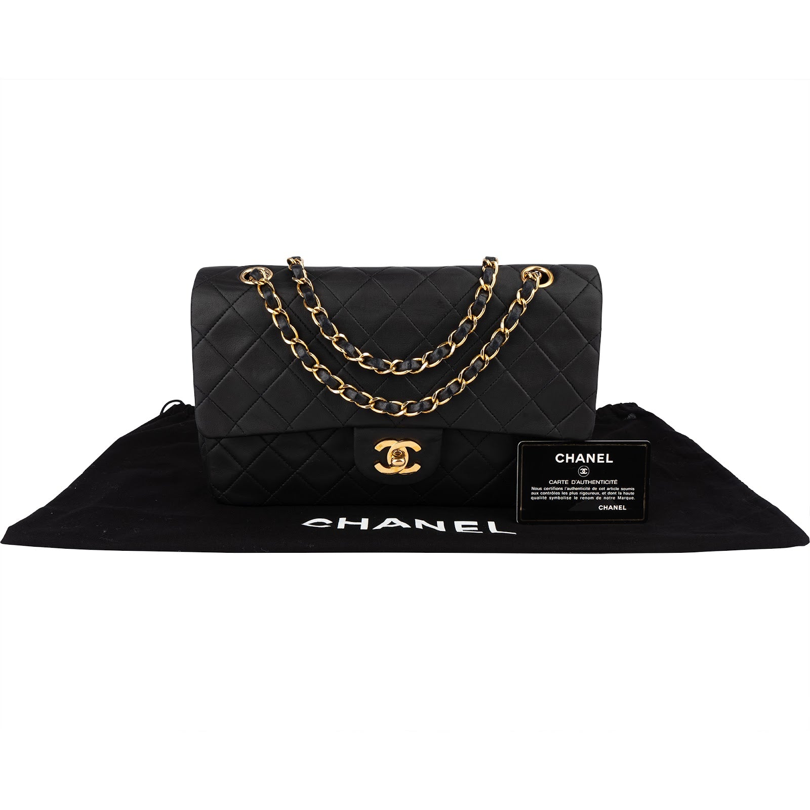 [🔄️B08 / F44] Chanel Quilted Lambskin Medium Double Flap Shoulder Bag - vintageandkickz