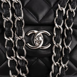 Chanel Quilted Lambskin Palladium Maxi Single Flap Crossbody Bag