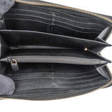 Yves Saint Laurent Black Leather Embossed Zip Around Wallet