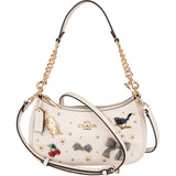 Coach Pebbled Leather Mia Studded Souvenir Pins Shoulder Crossbody Bag