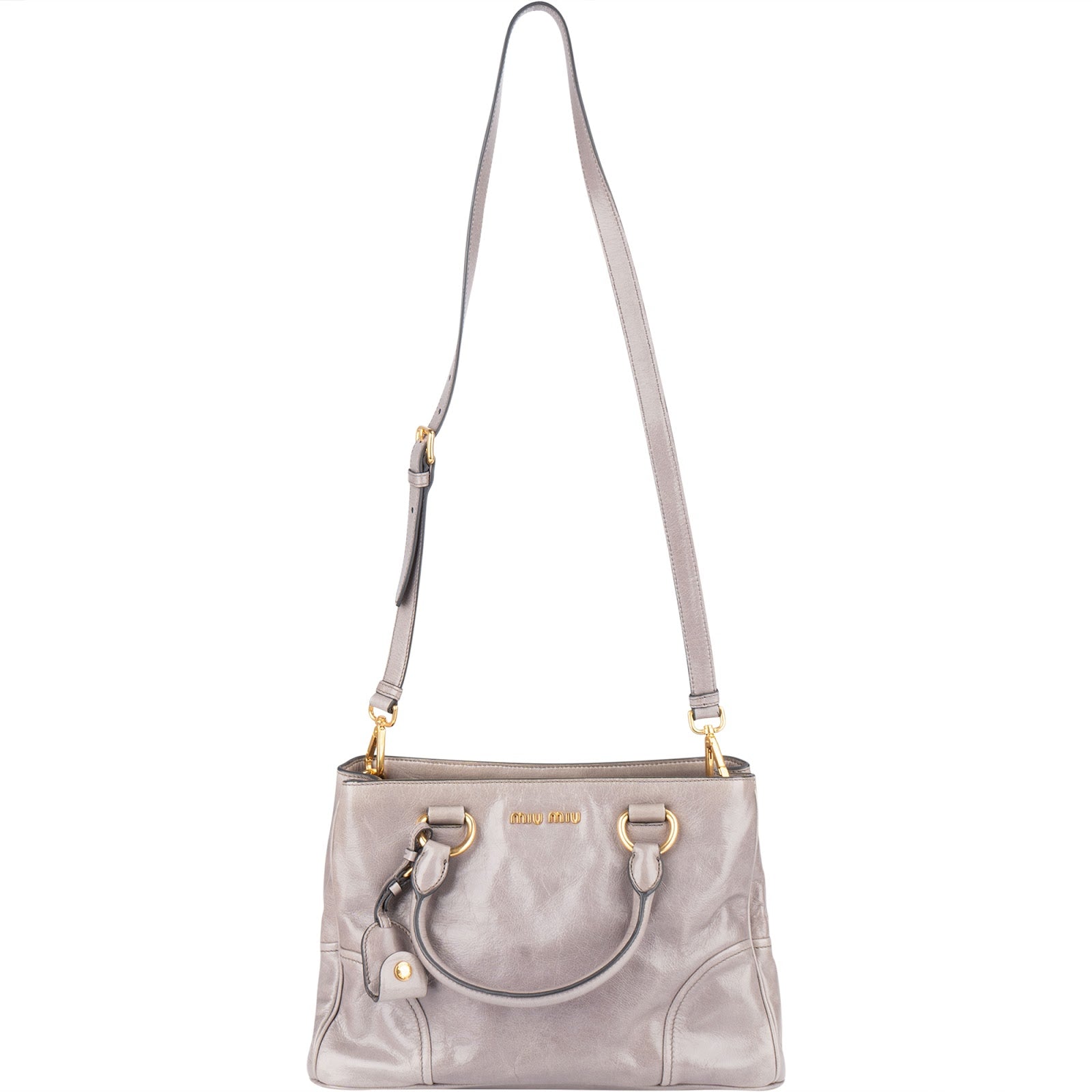[🔄️B24 / F19] Miu Miu Vitello Lux Tote Shoulder Bag - vintageandkickz