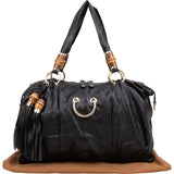 Gucci Black Leather Indy Bamboo Shoulder Bag