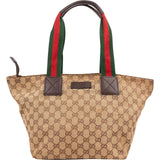 Gucci Monogram GG Canvas Web Tote Shoulder Bag