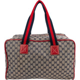 Gucci Monogram GG Plus Canvas Web Stripe Boston 40 Handbag