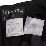Chanel Black Wool & Silk CC Buttons Fringed Hem Pencil Skirt (FR 36 / DE 34)