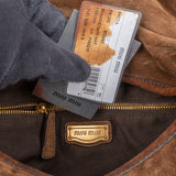 Miu Miu Brown Suede Leather Coffer City Handbag