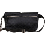 Gucci Black Leather Monogram GG Canvas Belt Crossbody Belt Bag