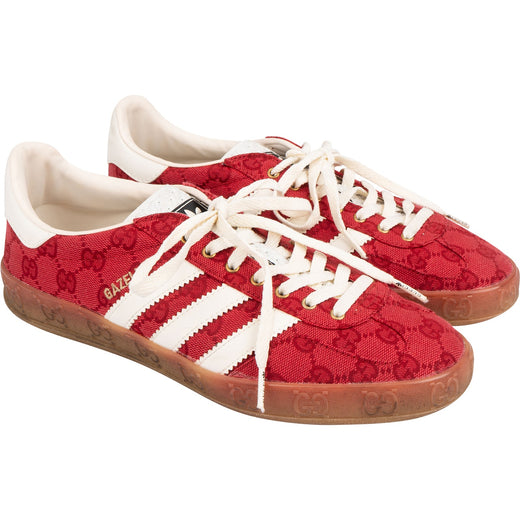 Gucci x Adidas Red Monogram GG Canvas Gazelle Sneakers (US 8 ½ / EU 42)