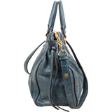 Miu Miu Blue Vitello Lux Leather Drawstring Satchel Handbag xx geruch
