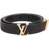 Louis Vuitton Noir Leather LV Pyramide Belt (75 / 30) M9575