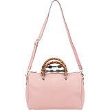 Gucci Pink Pebbled Leather Bamboo Top Handle Handbag