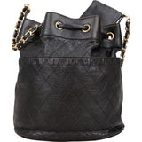 Chanel Quilted Lambskin CC Drawstring Bucket Crossbody Bag