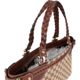 Gucci Monogram GG Canvas Woven Handle Babouska Tote Shoulder Bag