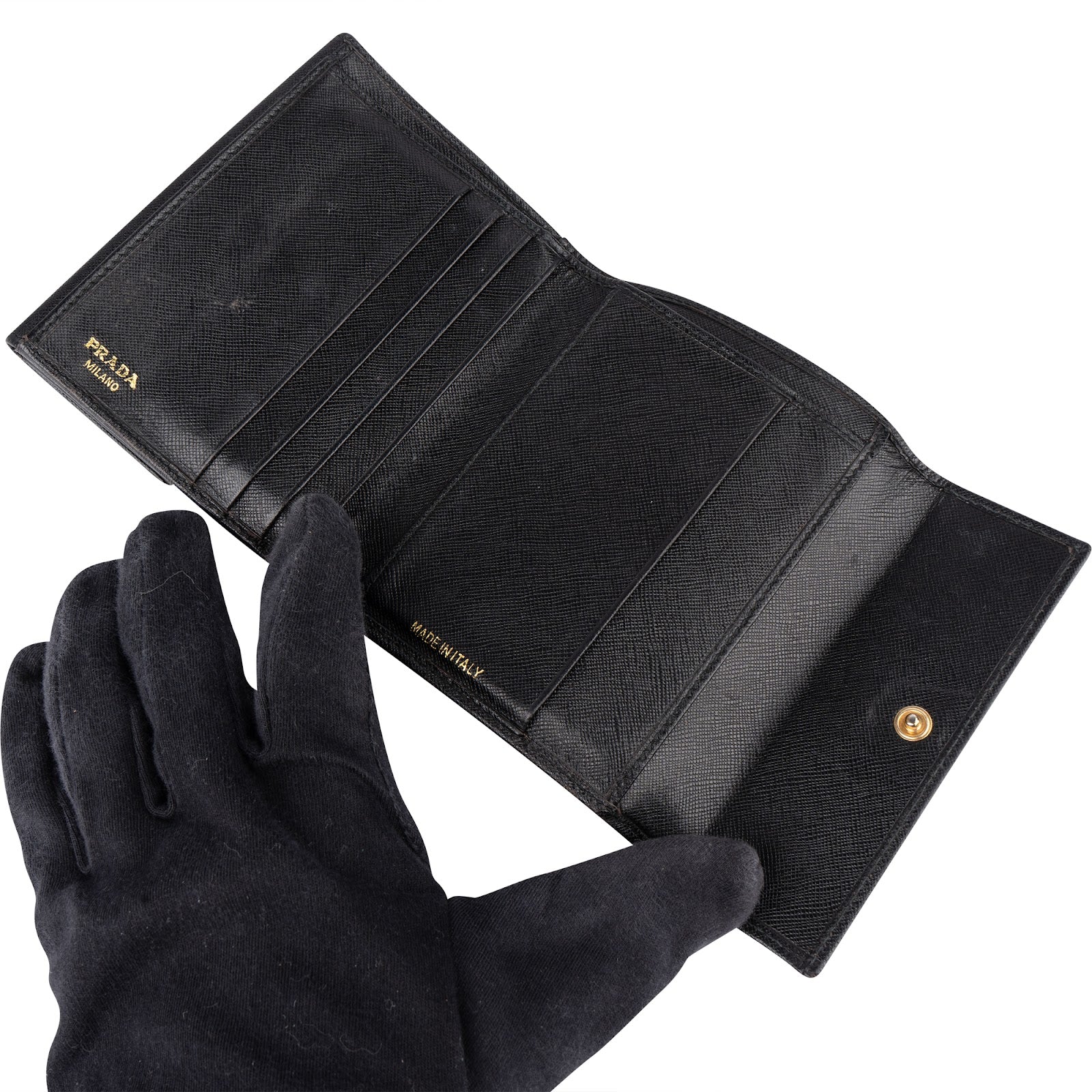 Prada Black Saffiano Leather Wallet - vintageandkickz