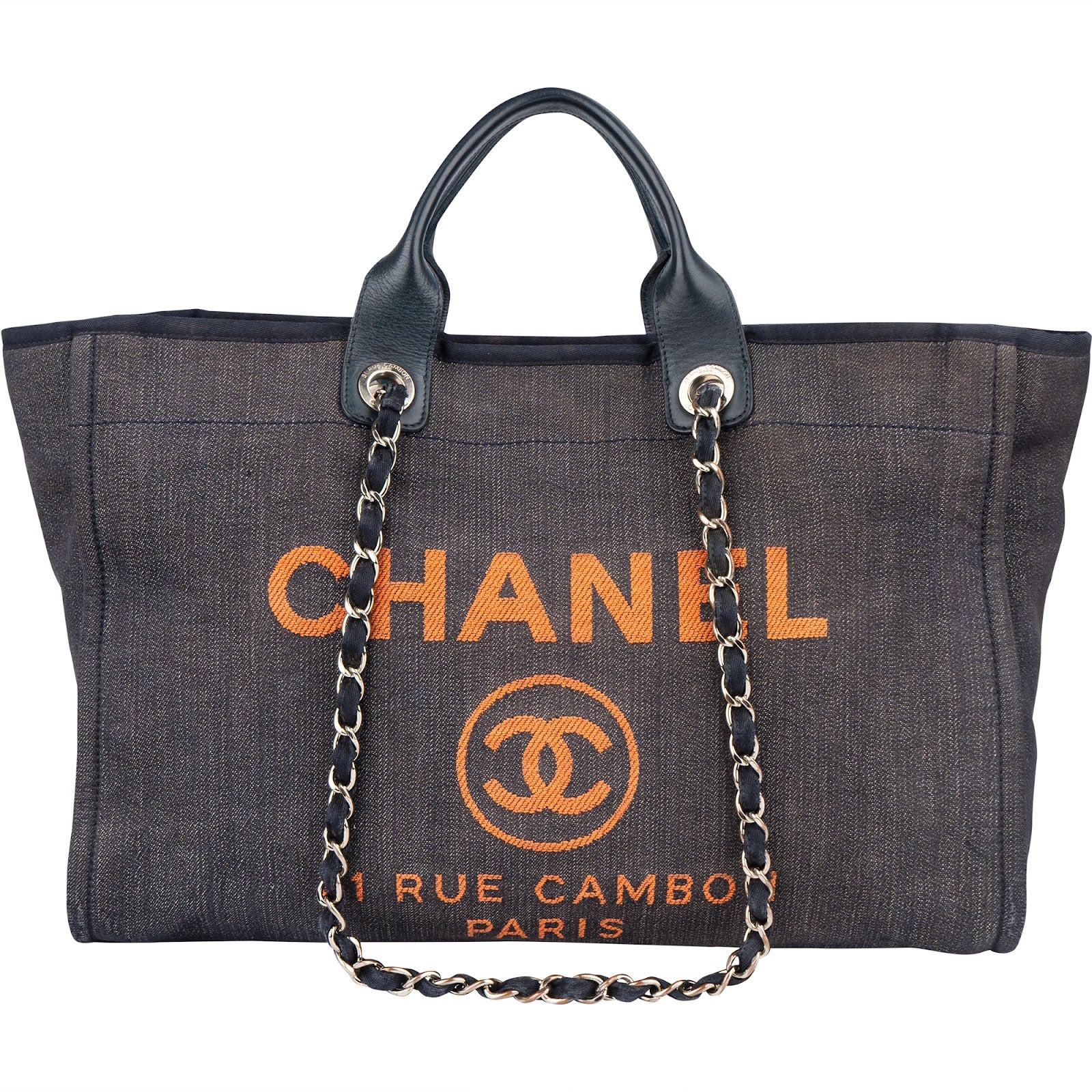 Chanel Denim Deauville Tote Shoulder Bag - vintageandkickz