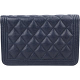 Chanel Quilted Caviar Leather Boy Wallet On Chain Crossbody Bag