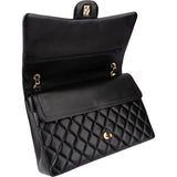 Chanel Quilted Lambskin Gold Maxi Double Flap Crossbody Bag