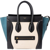 Celine Tricolor Canvas Leather Luggage Tote Handbag