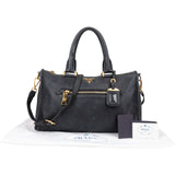 Prada Black Leather Vitello Daino Handbag