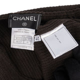 Chanel Brown Wool Emblem V-Neck Knit Top (FR 40 / DE 38)