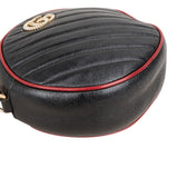 Gucci Quilted Leather Bicolor GG Marmont Round Crossbody Bag