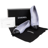 Chanel Lilac Leather CC Cap Toe Ballerina Flats (38)