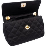 Chanel Black Quilted Satin 24K Gold Mini Single Flap Crossbody Bag
