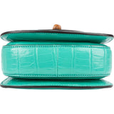 Gucci Turquoise Exotic Leather Crocodile Bamboo 1947 Mini Top Handle Crossbody Bag
