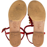 Chanel Red Leather CC Clover Medallion Thong Sandals (38)