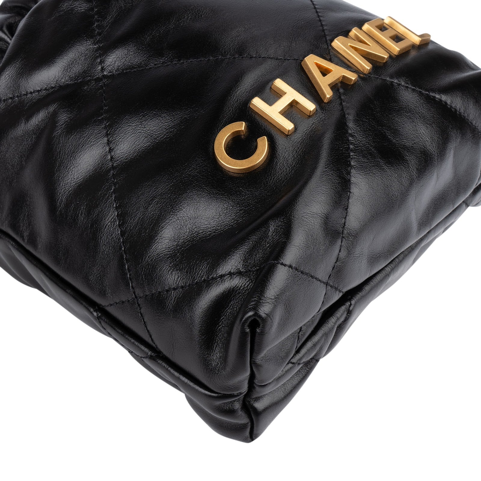 Chanel 22 Stitching Lambskin Small Drawstring Bag Handbag - vintageandkickz