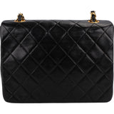 Chanel Quilted Lambskin Rectangular 24K Gold Single Flap Crossbody Bag