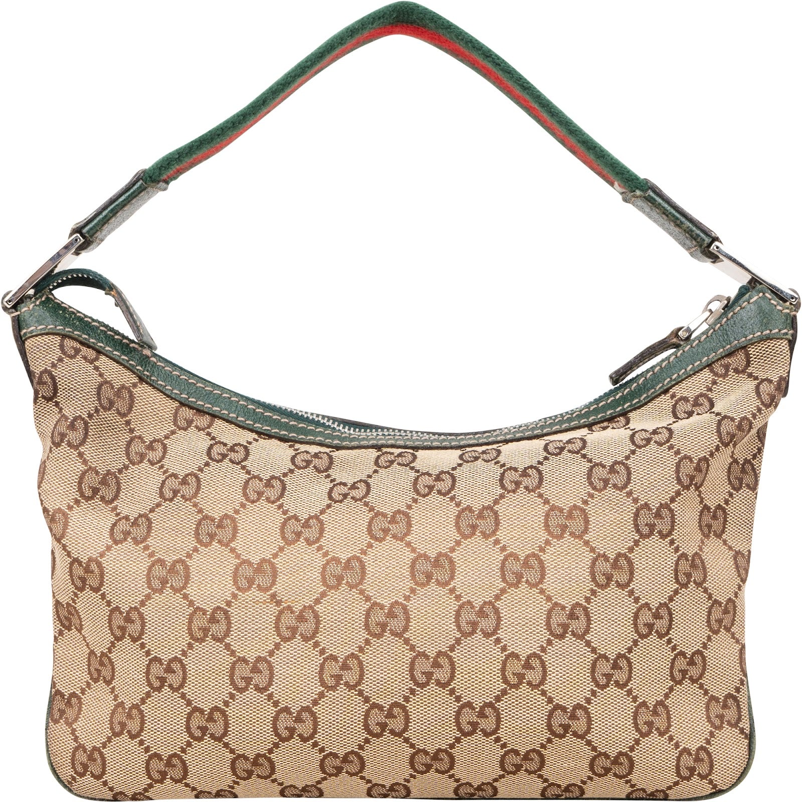 [🔄️B09 / F12] Gucci Monogram GG Canvas Web Pochette Shoulder Bag - vintageandkickz