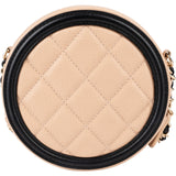 Chanel Quilted Caviar Leather CC Filigree Round Crossbody Bag