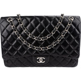 Chanel Quilted Lambskin Palladium Maxi Single Flap Crossbody Bag