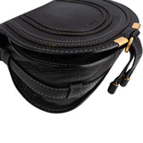 Chloé Black Grained Leather Marcie Small Saddle Crossbody Bag