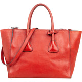 Prada Glaced Grained Leather Double Zip Tote Shopper Handbag